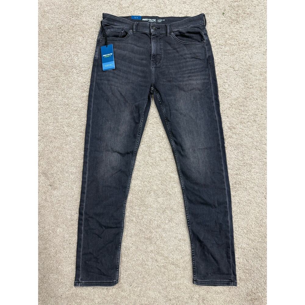 Redtape Men's Black‎ Denim Jeans Skinny Flow+ Sport Fit Size 32x31